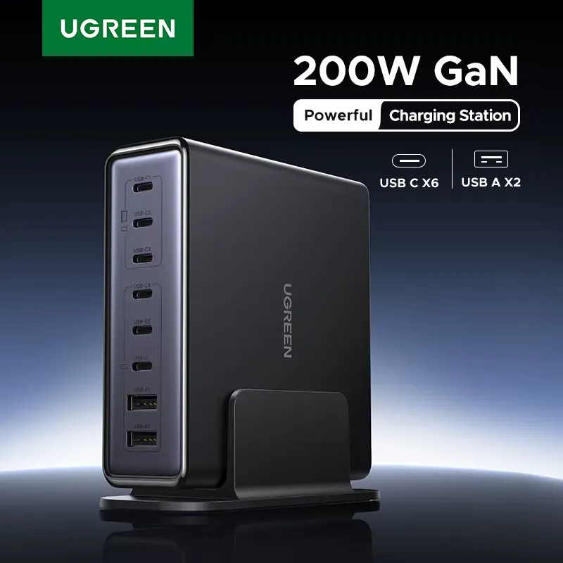 Ugreen Carregador GaN 200W 8 em 1 para Notebook e Smartphone