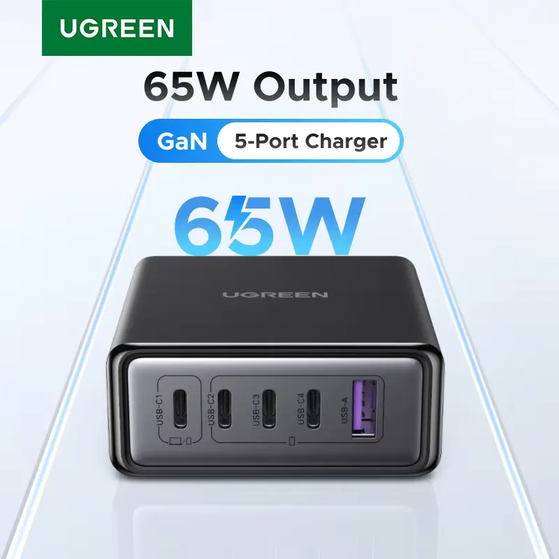 Ugreen Carregador GaN 65W 5 em 1 com PD3.0 e QC4.0