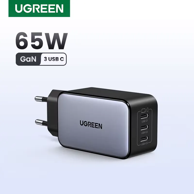 Ugreen Carregador Rápido 65W GaN USB-C Para Notebooks