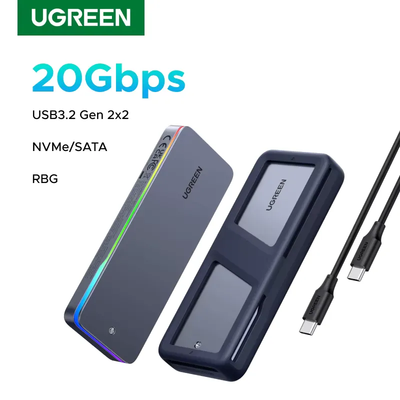 Ugreen Gabinete Externo M.2 NVMe USB 3.2 20Gbps com RGB