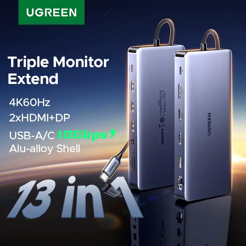 Ugreen Hub USB-C 13 em 1 com Triplo Display 4K