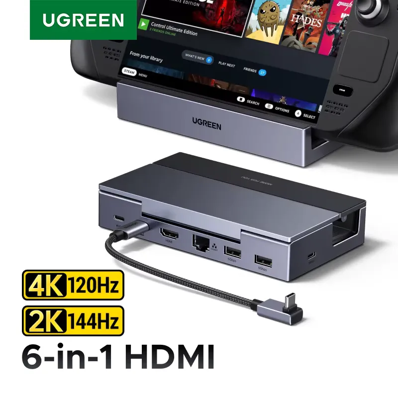 Ugreen Hub USB-C 6 em 1 4K 120Hz para Steam Deck e ROG Ally