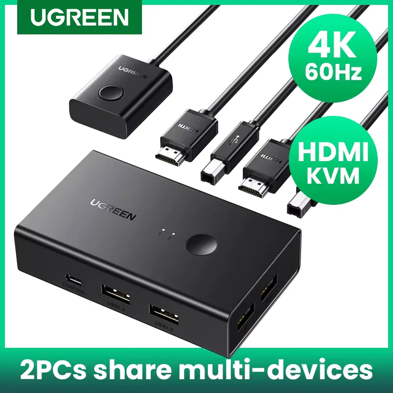 Ugreen KVM Switch 4K 60Hz HDMI para 2 Dispositivos