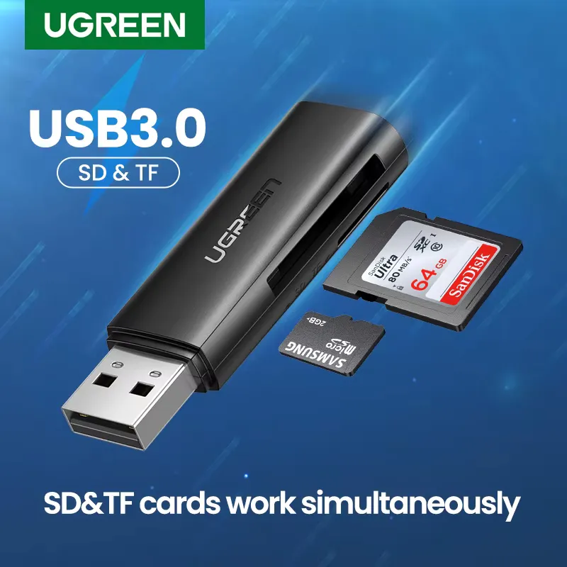 Ugreen Leitor de Cartão USB 3.0 SD Micro SD TF