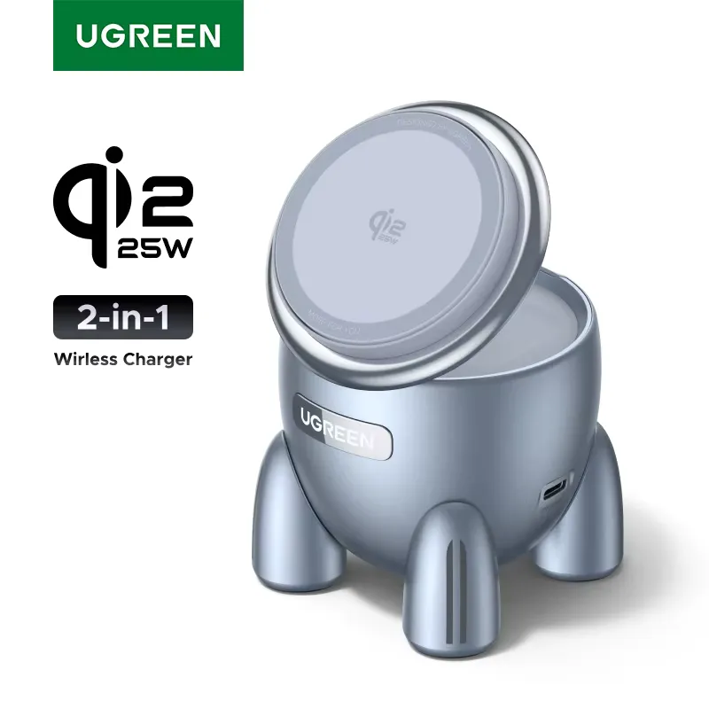 Ugreen Magflow Qi2 25W Carregador Sem Fio 2 em 1