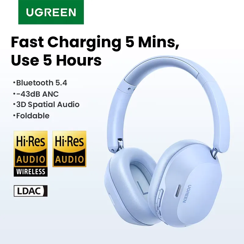 Ugreen Max5c Fones Bluetooth com Cancelamento de Ruído 75H