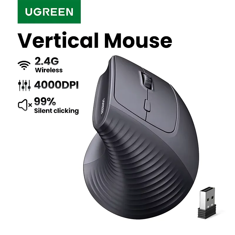 Ugreen Mouse Vertical Ergonômico Sem Fio 2.4G 4000DPI