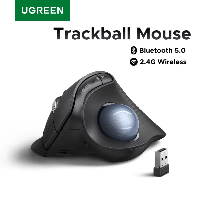 Ugreen Rato Trackball Bluetooth Recarregável 2.4G
