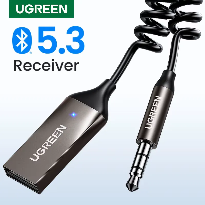Ugreen Receptor Bluetooth 5.3 para Carro com Áudio AUX