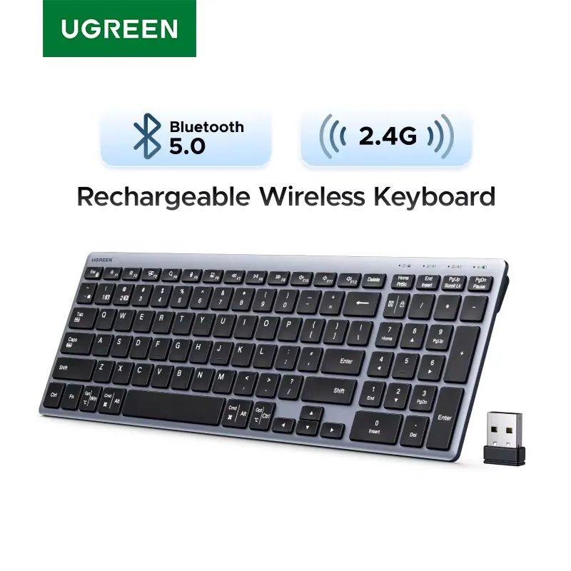 Ugreen Teclado Bluetooth 5.0 Sem Fio Recarregável
