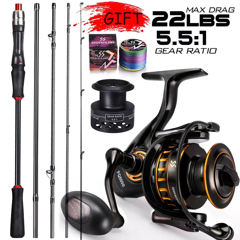 Sougayilang Vara de Pesca Combo 1.8/2.1m Carbono