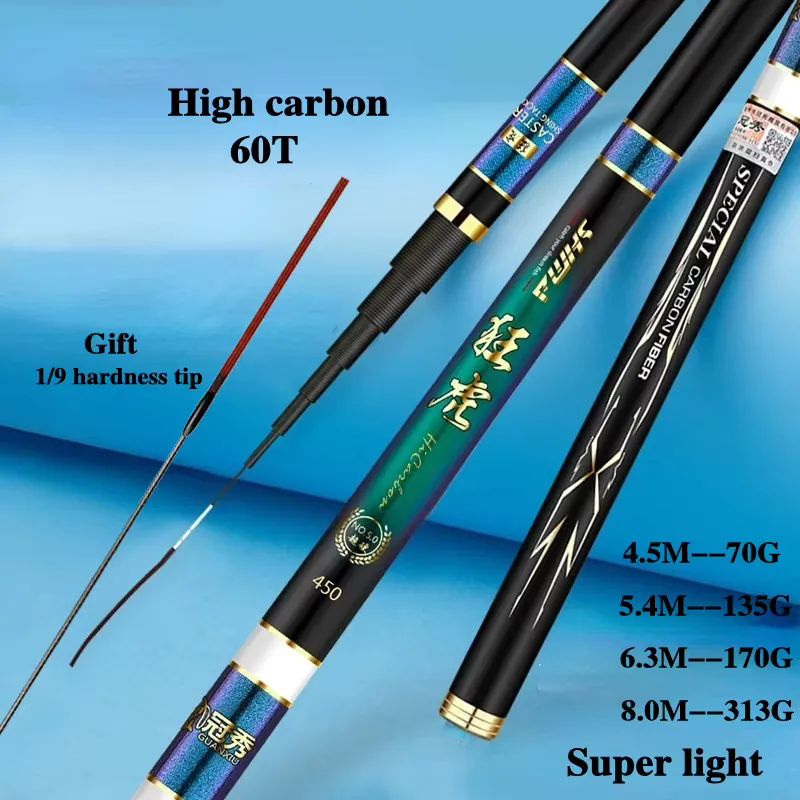 Sougayilang Vara de Pesca Telescópica Fibra Carbono 3.6m a 9m