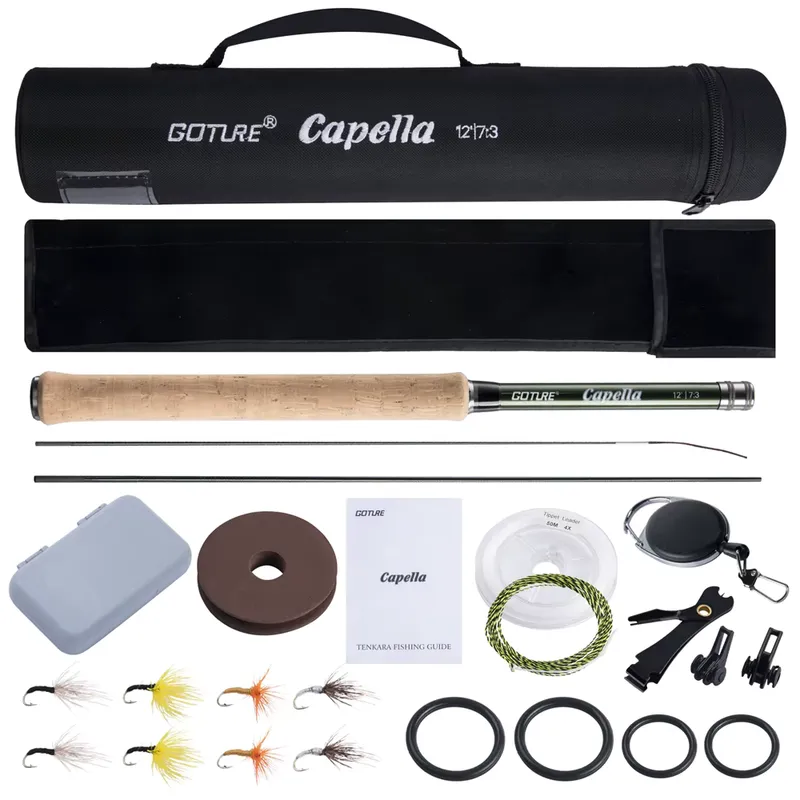 Goture Vara Tenkara 3.6m Fibra Carbono Ultraleve