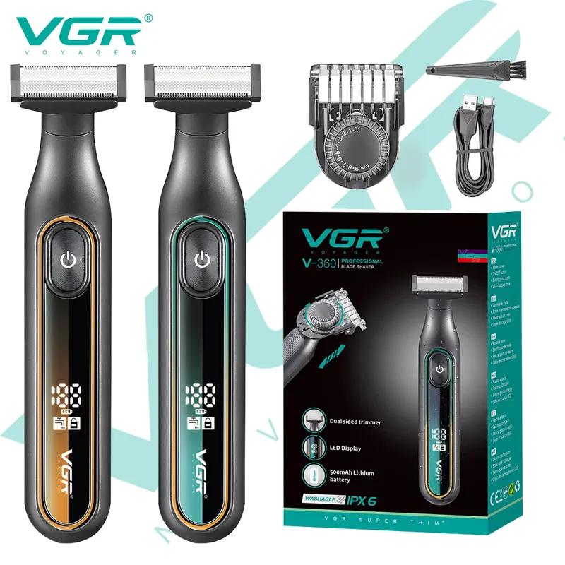 VGR Aparador de Cabelo 360° à prova d'água, recarregável e lavável