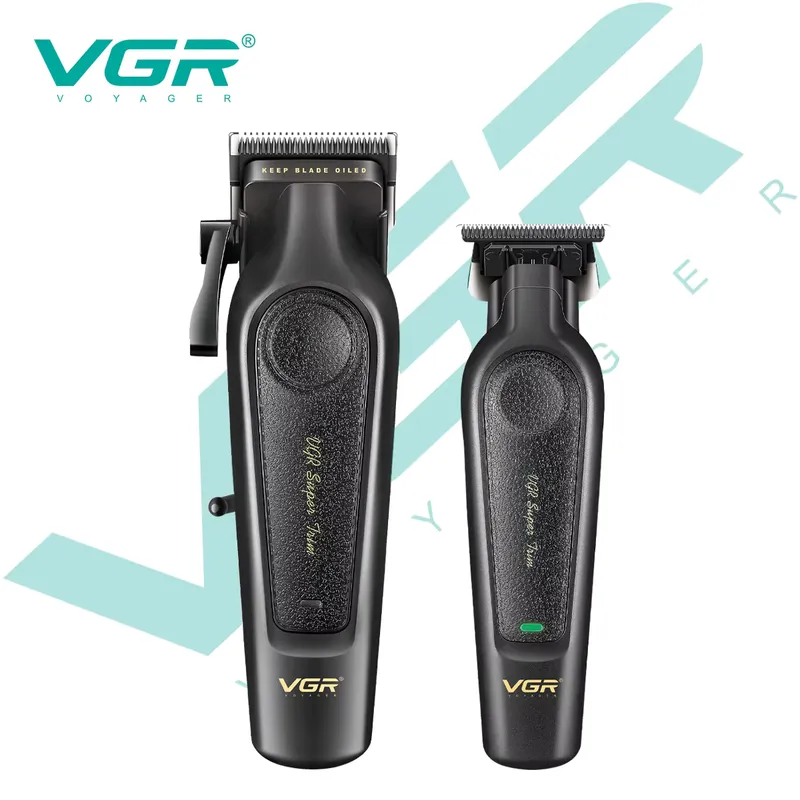 VGR Máquina de cortar cabelo 2 em 1 com display LED Kit completo