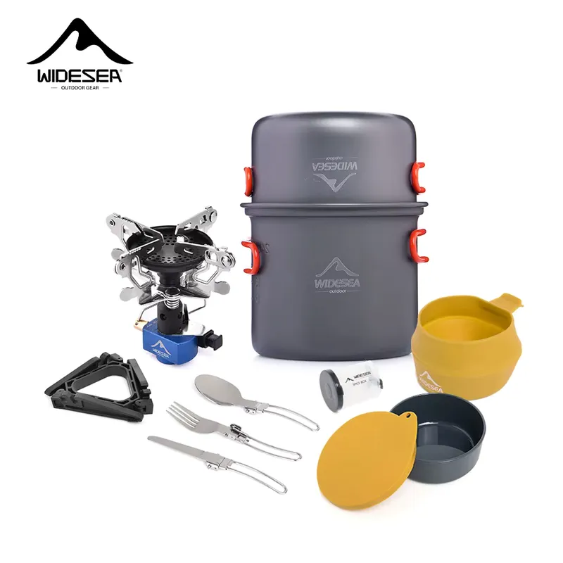 Widesea Fogão Portátil com Talheres para Camping e Sobrevivência